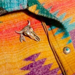 Sterling Silver Steer Skull Pin
